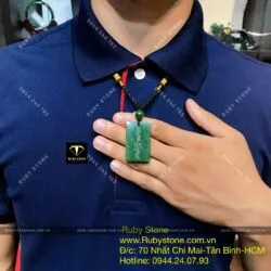 Mặt dây khắc chú “Ommani padme hum“ ngọc bích Canada - Ảnh 3