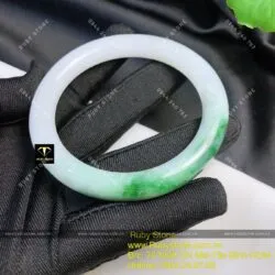 Vòng ngọc cẩm thạch xanh lý táo, ni tay 55mm (Gia công theo yêu cầu) - Ảnh 5