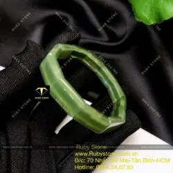 Vòng tay ngọc bích Nga (Russian Nephrite) bản mảnh - Ảnh 2