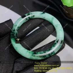 Vòng bản tròn ngọc Cẩm thạch sơn thuỷ xanh lý đen, ni tay 52mm Vòng bản tròn ngọc Cẩm thạch sơn thuỷ xanh lý đen, ni tay 52mm