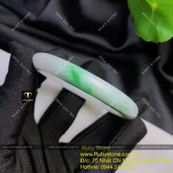 Vòng ngọc cẩm thạch xanh lý táo, ni tay 52mm (Gia công theo yêu cầu)
