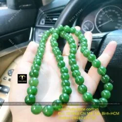 Vòng cổ Ngọc bích 10 ly xanh lá (62 hạt)