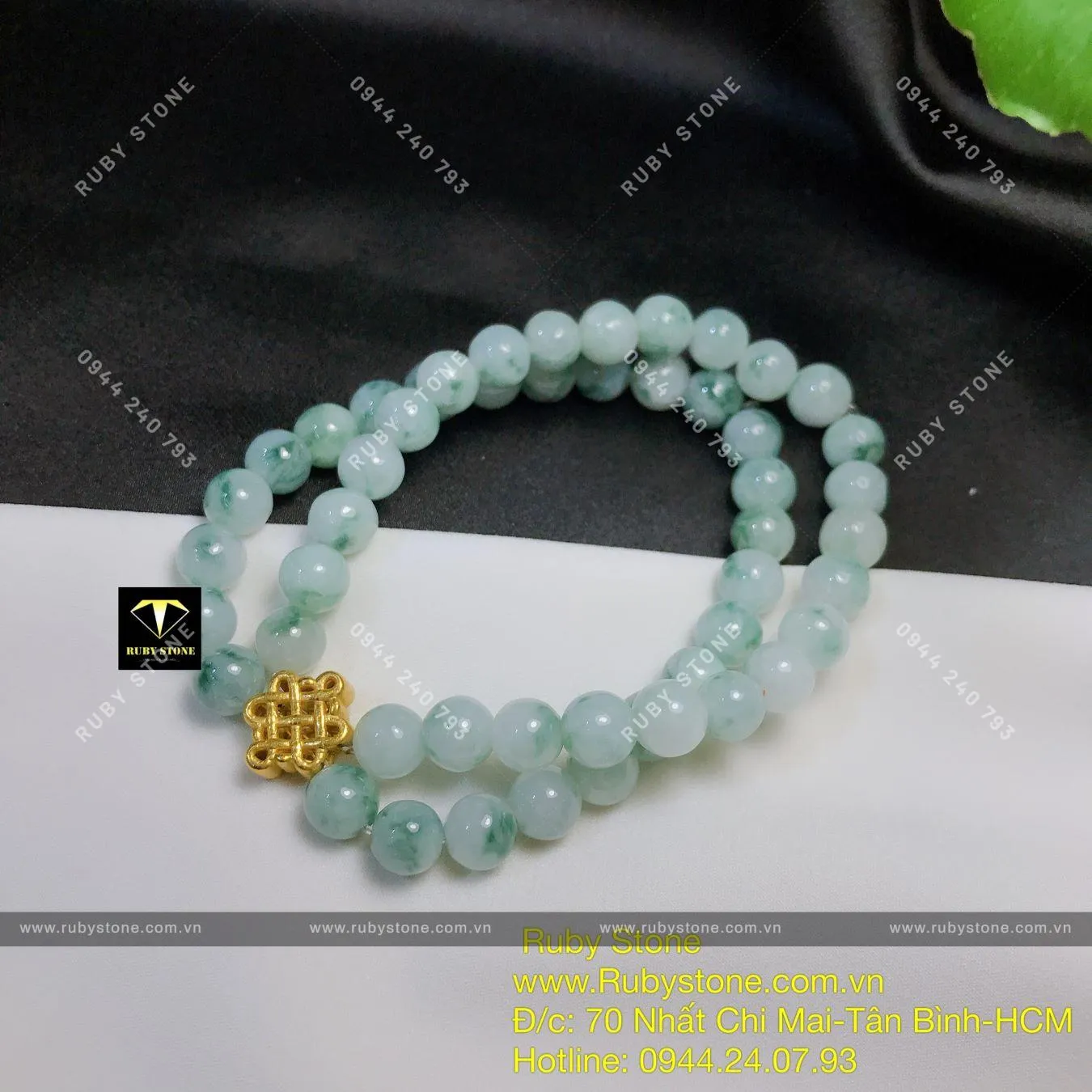 Vòng chuỗi Cẩm thạch (jadeite A) mix charm vàng 24k Vòng chuỗi Cẩm thạch (jadeite A) mix charm vàng 24k - Ảnh 3