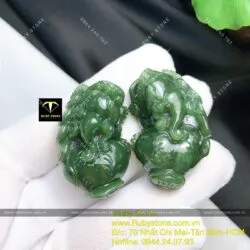 Cặp tỳ hưu ngọc bích Canada chạm trổ tinh xảo (Linh vật Phong thủy trưng bày) Cặp tỳ hưu ngọc bích Canada chạm trổ tinh xảo (Linh vật Phong thủy trưng bày)