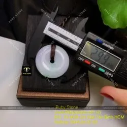 Mặt dây chuyền đồng điếu ngọc Cẩm thạch phớt xanh tím, KT 30mm - Ảnh 4