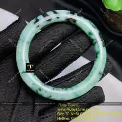 Vòng bản tròn ngọc Cẩm thạch sơn thuỷ xanh lý đen, ni tay 52mm Vòng bản tròn ngọc Cẩm thạch sơn thuỷ xanh lý đen, ni tay 52mm