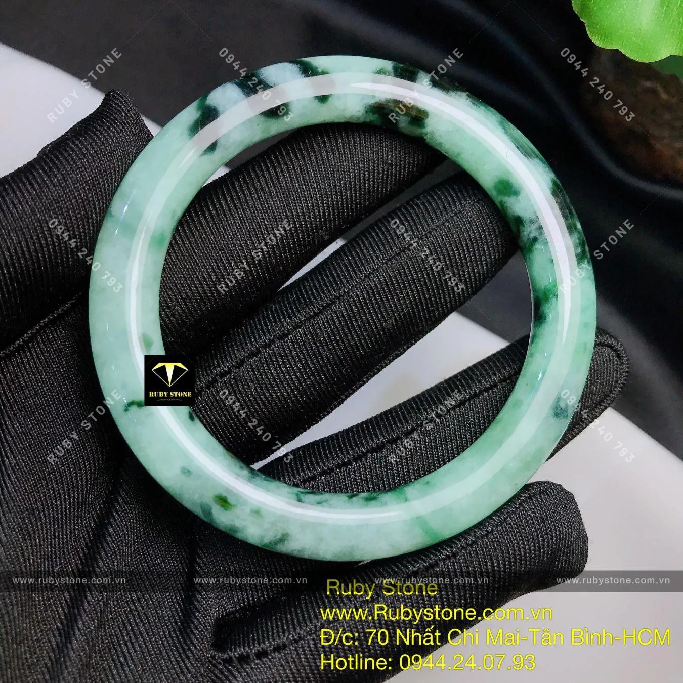 Vòng bản tròn ngọc Cẩm thạch sơn thuỷ xanh lý đen, ni tay 52mm Vòng bản tròn ngọc Cẩm thạch sơn thuỷ xanh lý đen, ni tay 52mm - Ảnh 7