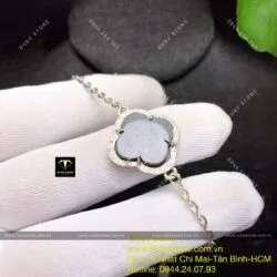 Lắc tay bạc cỏ 4 cánh Ngọc bích đen - Ảnh 5