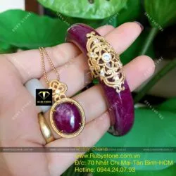 Mặt dây chuyền Ruby Nam Phi, vàng 18k - Hình ảnh 5