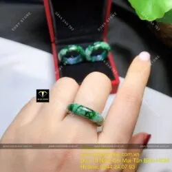 Nhẫn ngọc Cẩm thạch sơn thuỷ (Gia công theo ni tay) - Hình ảnh 5