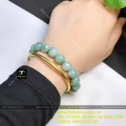 Vòng chuỗi cẩm thạch đậu lý (jadeite A) 10 ly - Ảnh 2