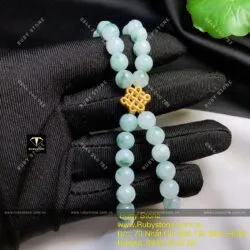 Vòng chuỗi Cẩm thạch (jadeite A) mix charm vàng 24k