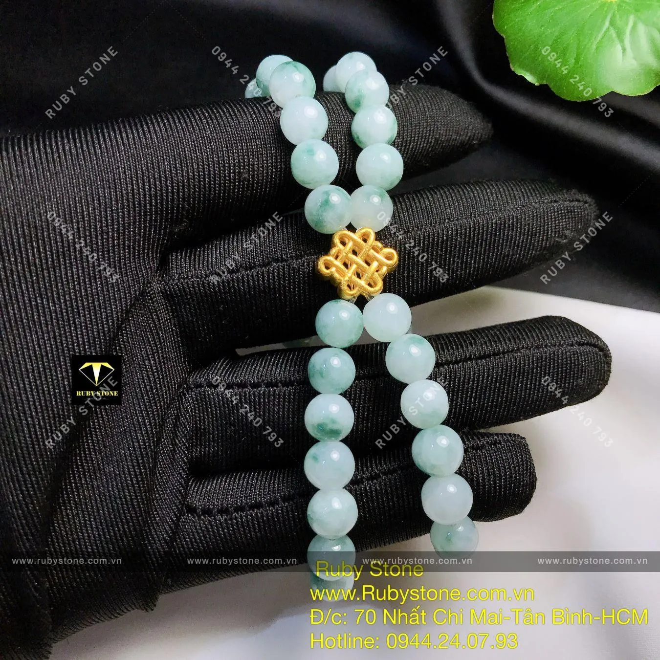 Vòng chuỗi Cẩm thạch (jadeite A) mix charm vàng 24k Vòng chuỗi Cẩm thạch (jadeite A) mix charm vàng 24k