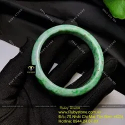 Vòng ngọc cẩm thạch đậu lý xanh, ni tay 53mm - Ảnh 6