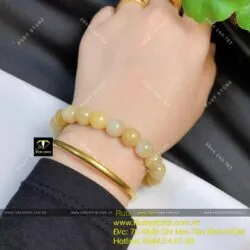 Vòng chuỗi ngọc Cẩm thạch huyết 9 ly - Ảnh 2