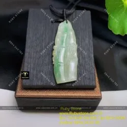 Mặt dây chuyền ngọc Cẩm Thạch (Jadeite A) trúc quân tử, KT 53mm