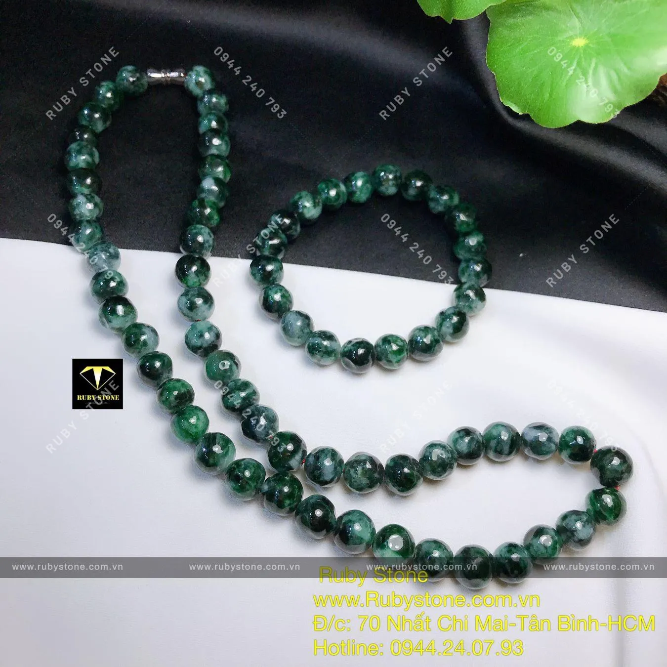 Bộ sản phẩm vòng cổ và vòng tay Cẩm thạch sơn thuỷ (jadeite A) Bộ sản phẩm vòng cổ và vòng tay Cẩm thạch sơn thuỷ (jadeite A) - Ảnh 4
