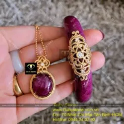 Mặt dây chuyền Ruby Nam Phi, vàng 18k - Hình ảnh 8