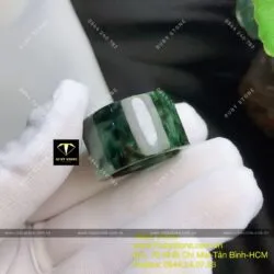 Nhẫn càn long Cẩm thạch sơn thuỷ xanh lý đen - Ảnh 8