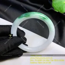 Vòng ngọc cẩm thạch xanh lý táo, ni tay 55mm (Gia công theo yêu cầu) - Ảnh 3