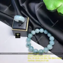 Vòng ngọc Cẩm thạch phiêu lam hoa 13,5mm - Hình ảnh 7