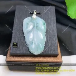 Mặt dây chuyền chiếc lá ngọc Cẩm Thạch (Jadeite A), KT 50mm - Ảnh 7