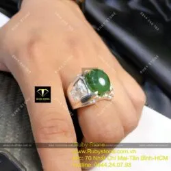 Nhẫn Oval nam ngọc bích Canada, bạc 925 - Ảnh 5