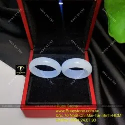 Nhẫn cặp ngọc Cẩm thạch trắng trong (jadeite jade A) - Ảnh 6