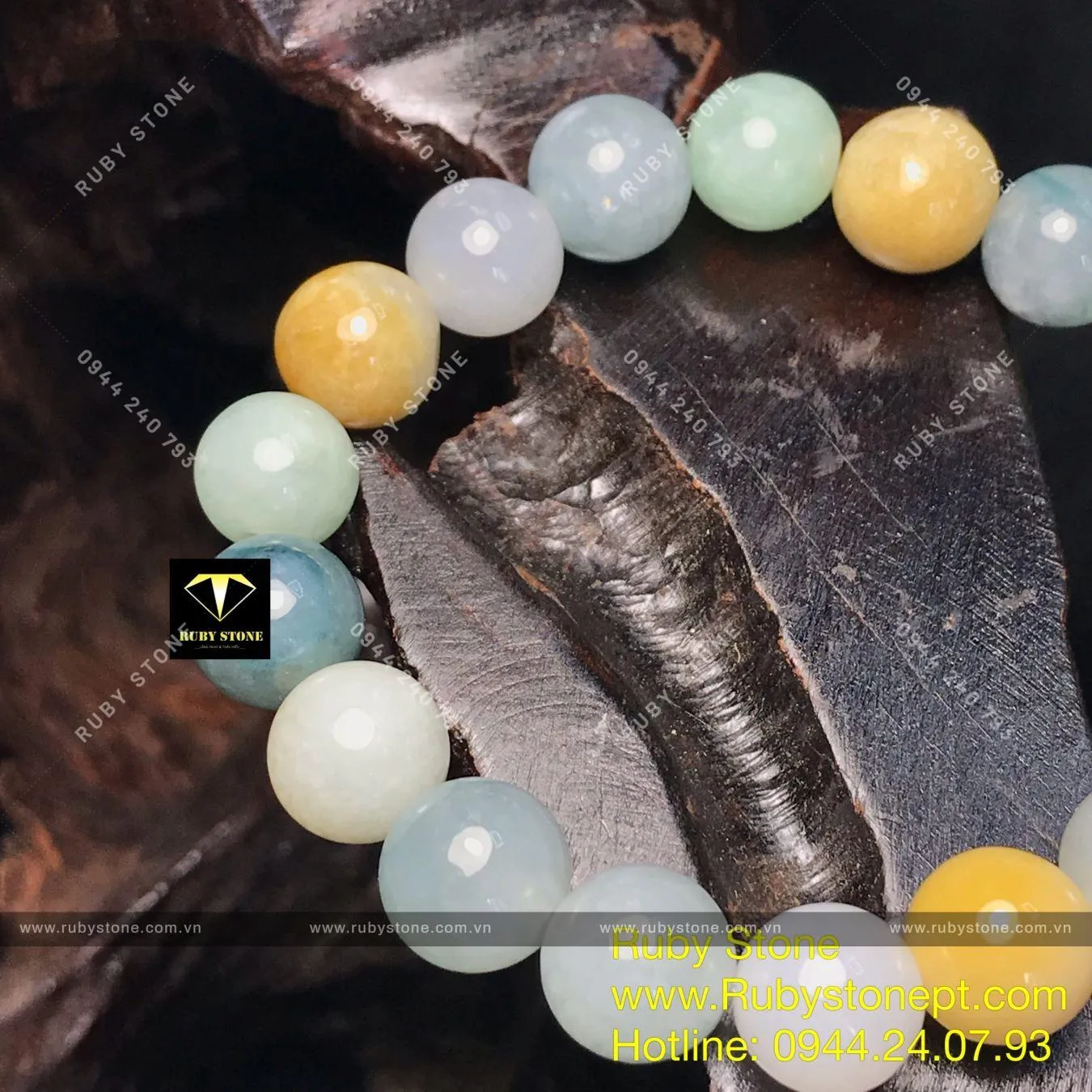 Vòng ngọc Cẩm thạch (jadeite A) nhiều màu 10 ly Vòng ngọc Cẩm thạch (jadeite A) nhiều màu 10 ly - Ảnh 5