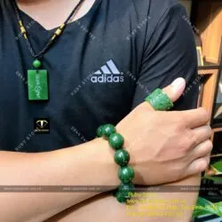 Vòng chuỗi Ngọc bích Canada xanh đậm 18 ly