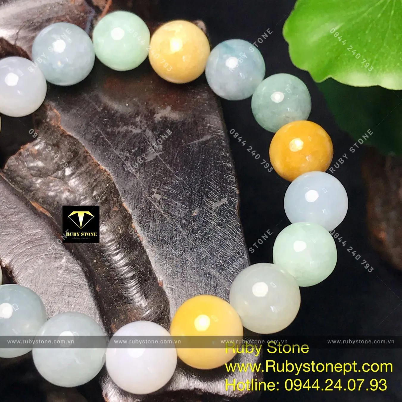 Vòng ngọc Cẩm thạch (jadeite A) nhiều màu 10 ly Vòng ngọc Cẩm thạch (jadeite A) nhiều màu 10 ly - Ảnh 9