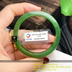 Vòng tay ngọc bích Canada xanh lá VIP, bản vuông 7,5mm - Hình ảnh 3