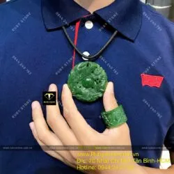Bộ sản phẩm mặt dây Long-Phụng và nhẫn càn long Rồng Ngọc bích cho nam - Hình ảnh 6