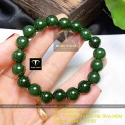 Vòng chuỗi ngọc bích Canada xanh đậm 10 ly - Ảnh 5
