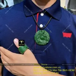Bộ sản phẩm mặt dây Long-Phụng và nhẫn càn long Rồng Ngọc bích cho nam - Hình ảnh 4