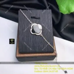 Lắc tay bạc cỏ 4 cánh Ngọc bích đen - Ảnh 2