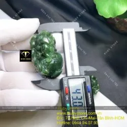Cặp tỳ hưu ngọc bích Canada chạm trổ tinh xảo xanh đậm (Linh vật Phong thủy trưng bày) - Ảnh 2