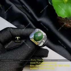 Nhẫn nam Oval ngọc bích Canada, bạc 925 - Ảnh 4