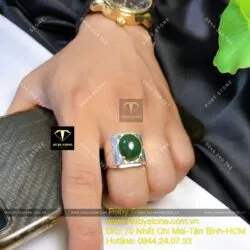 Nhẫn nam Oval ngọc bích Canada, bạc 925 - Ảnh 8