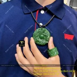 Bộ sản phẩm mặt dây Long-Phụng và nhẫn càn long Rồng Ngọc bích cho nam - Hình ảnh 5