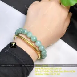 Vòng chuỗi cẩm thạch đậu lý (jadeite A) 10 ly - Ảnh 4