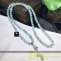 Tràng hạt phật giáo 108 hạt ngọc cẩm thạch phiêu Lam hoa (jadeite A) - Ảnh 8