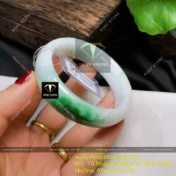 Vòng ngọc cẩm thạch xanh lý táo, ni tay 51mm - Hình ảnh 11