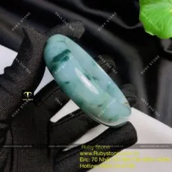 Vòng ngọc Cẩm Thạch Phiêu Lam Hoa, bản 15mm (Gia công theo yêu cầu) - Ảnh 7
