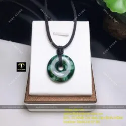 Mặt dây Đồng điếu ngọc Cẩm thạch sơn thuỷ (Jadeite A) - Ảnh 2