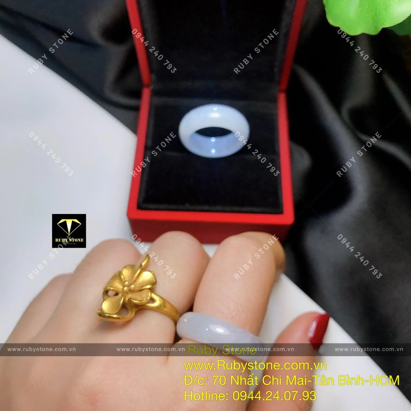 Nhẫn bạch ngọc trắng (jadeite A) Nhẫn bạch ngọc trắng (jadeite A) - Ảnh 2