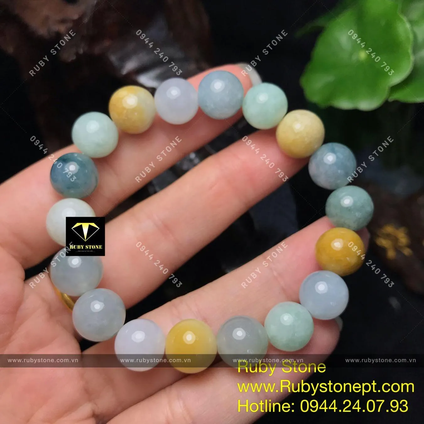 Vòng ngọc Cẩm thạch (jadeite A) nhiều màu 10 ly Vòng ngọc Cẩm thạch (jadeite A) nhiều màu 10 ly - Ảnh 3