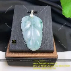 Mặt dây chuyền chiếc lá ngọc Cẩm Thạch (Jadeite A), KT 50mm - Ảnh 6