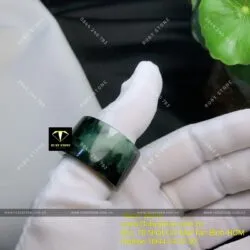 Nhẫn càn long Cẩm thạch sơn thuỷ xanh lý đen - Ảnh 5