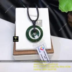 Mặt dây chuyền đồng điếu ngọc bích Canada đậm màu, kích thước 27mm